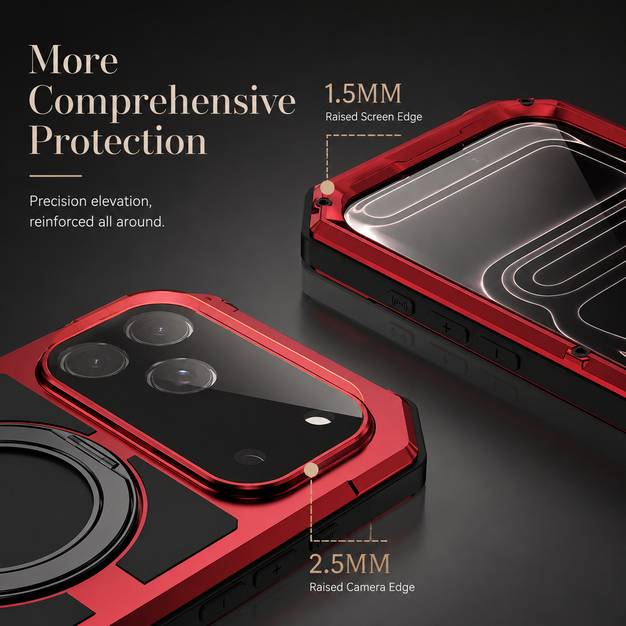 Premium iPhone Case MagSafe Compatible Magnetic Protective Cover Aluminum Armor Frame Built In Kickstand Shockproof Glass Screen Protector Full Coverage