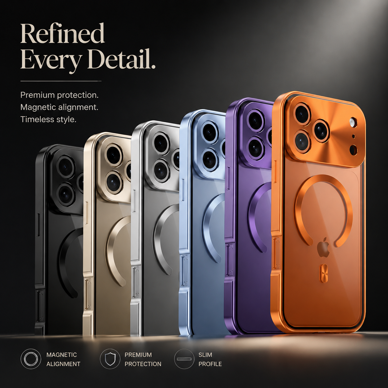 Premium iPhone Case MagSafe Compatible Magnetic Aluminum Frame Privacy Screen Protector Clear Back Shockproof Camera Lens Guard Slim Full Coverage