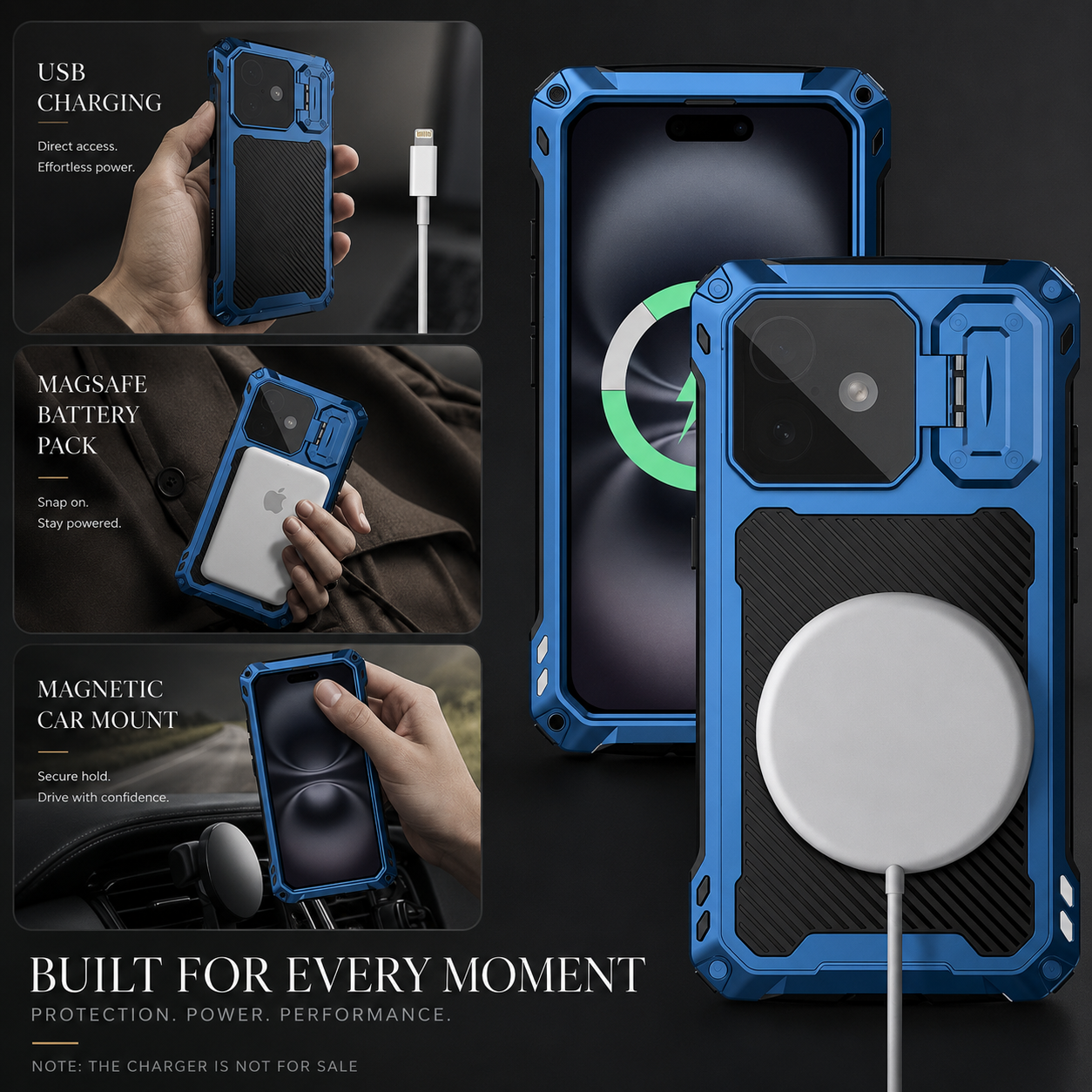 Premium iPhone Case Heavy Duty Metal MagSafe Cover Camera Guard Kickstand 9H Screen Protector Shockproof Aluminum Bumper Full Coverage Protective Design