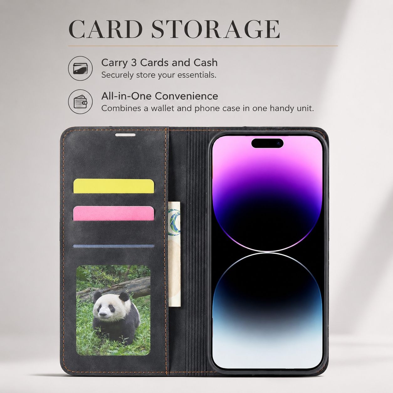 Premium iPhone Case MagSafe Compatible Wallet Flip Cover Card Holder Magnetic Closure Shockproof Camera Lens Protection Suede Leather Slim Full Coverage Cover