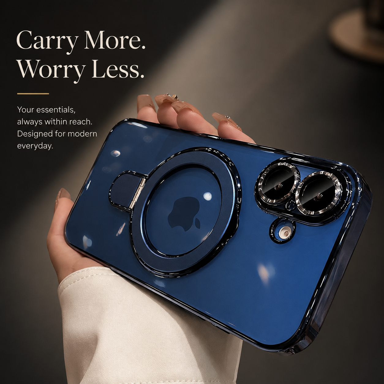 Premium iPhone Case MagSafe Compatible Magnetic Protective Cover Transparent Acrylic Back Built-in Stand Shockproof Camera Protection Slim Full Coverage