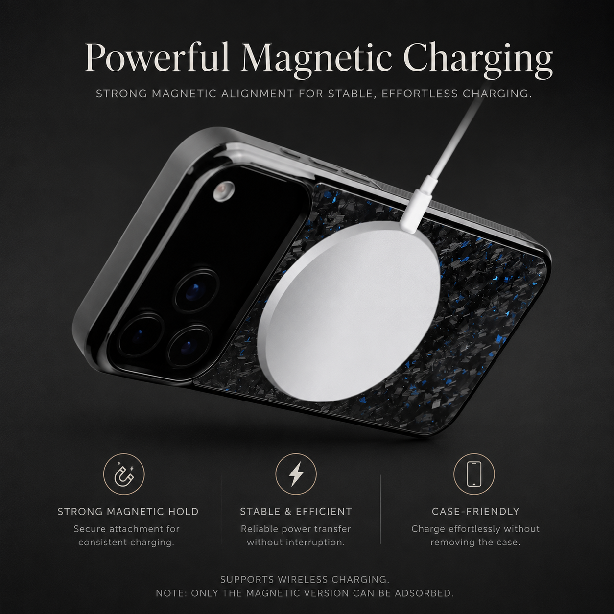 Premium iPhone Case MagSafe Compatible Forged Carbon Fiber TPU Hybrid Cover Shockproof Full Coverage Anti Scratch Non Slip Protective Design