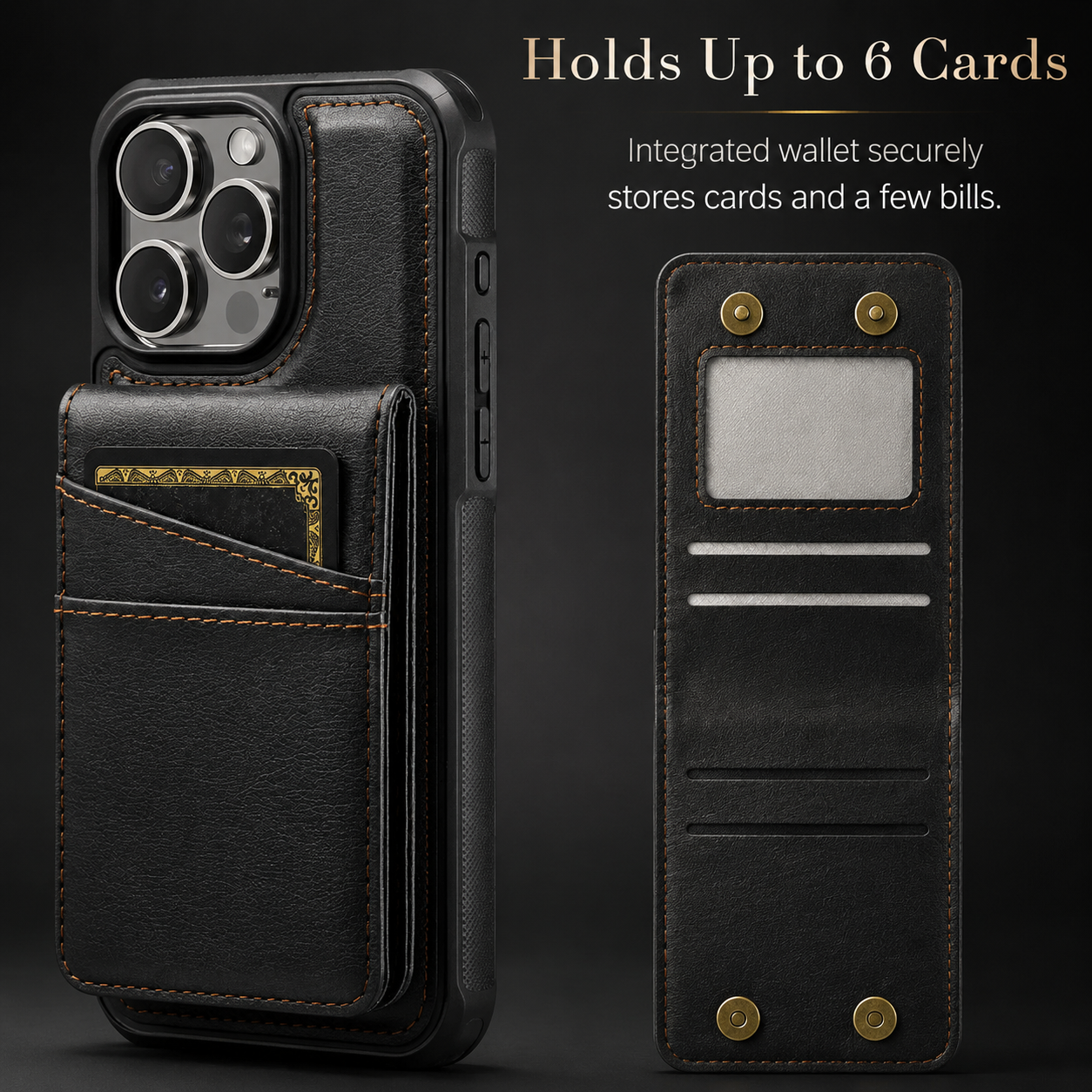 Premium iPhone Case Magnetic Detachable Wallet Flip Cover PU Leather Card Holder Cash Pocket Wrist Strap Shockproof Full Coverage Protective Design