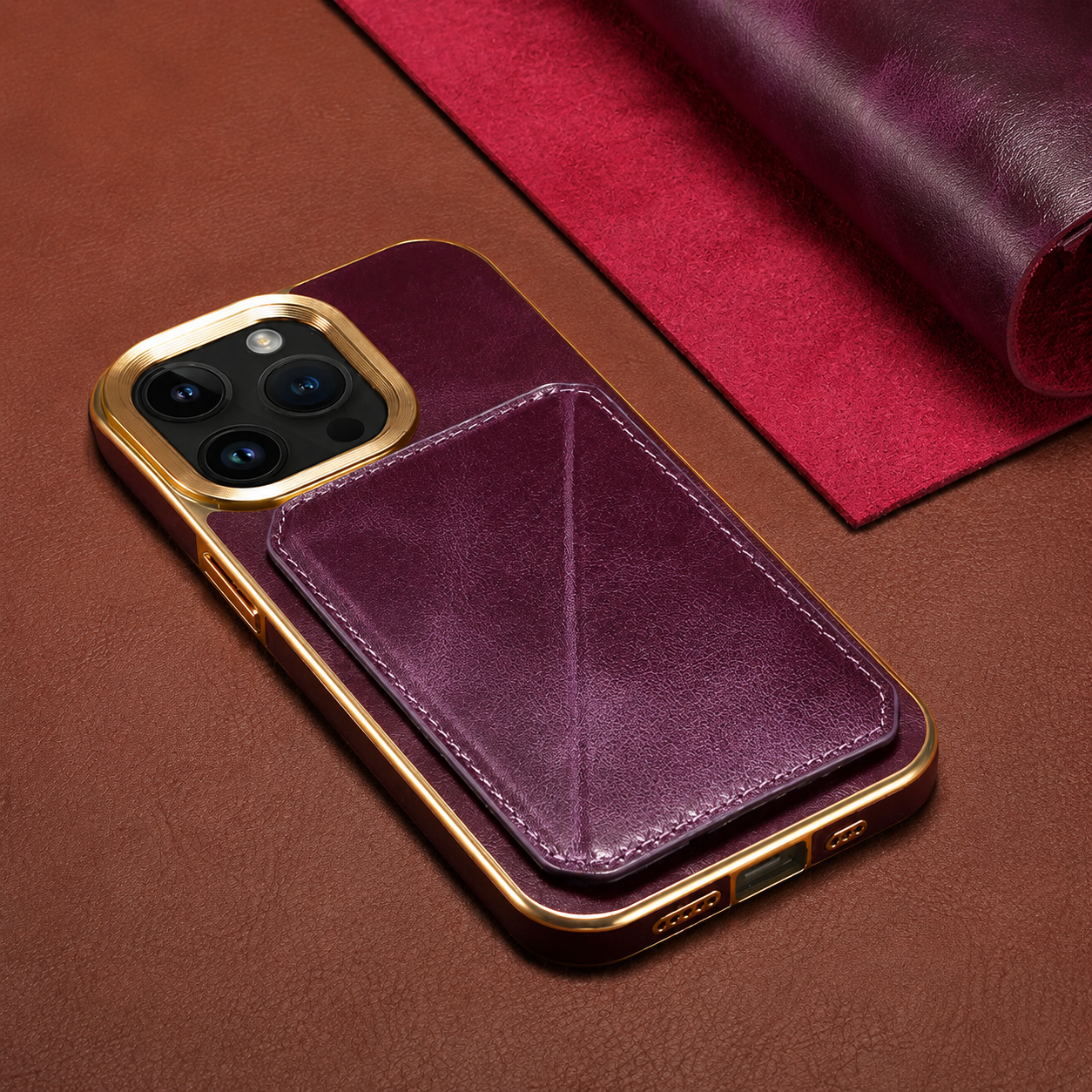 Premium iPhone Case Genuine Cowhide Leather Wallet Cover MagSafe Compatible Magnetic Card Holder Shockproof Camera Protection Slim Full Coverage