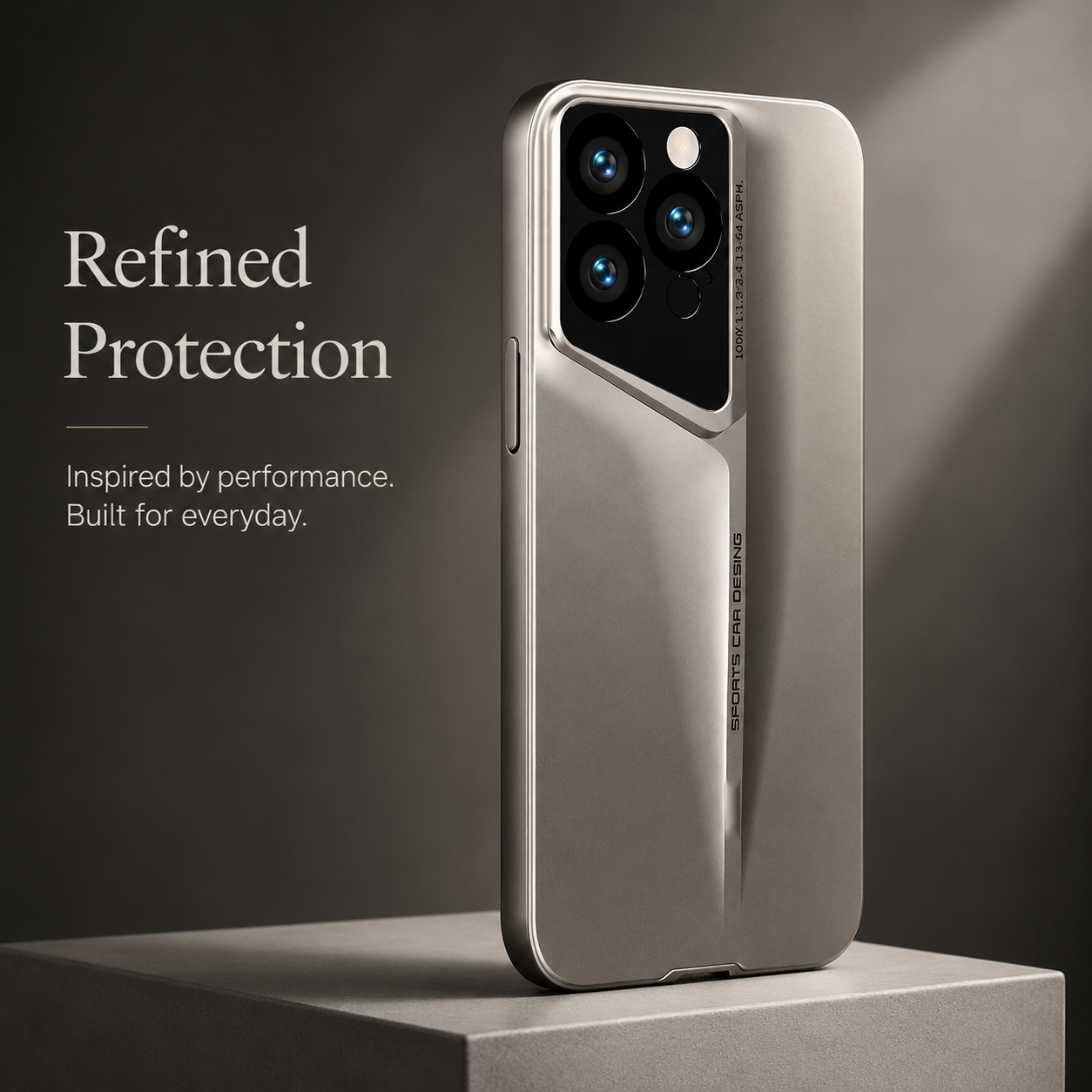 Premium iPhone Case Ultra Thin Titanium Finish Blade Style Shockproof Lens Protection Lightweight Half Wrapped Protective Cover Full Coverage Design