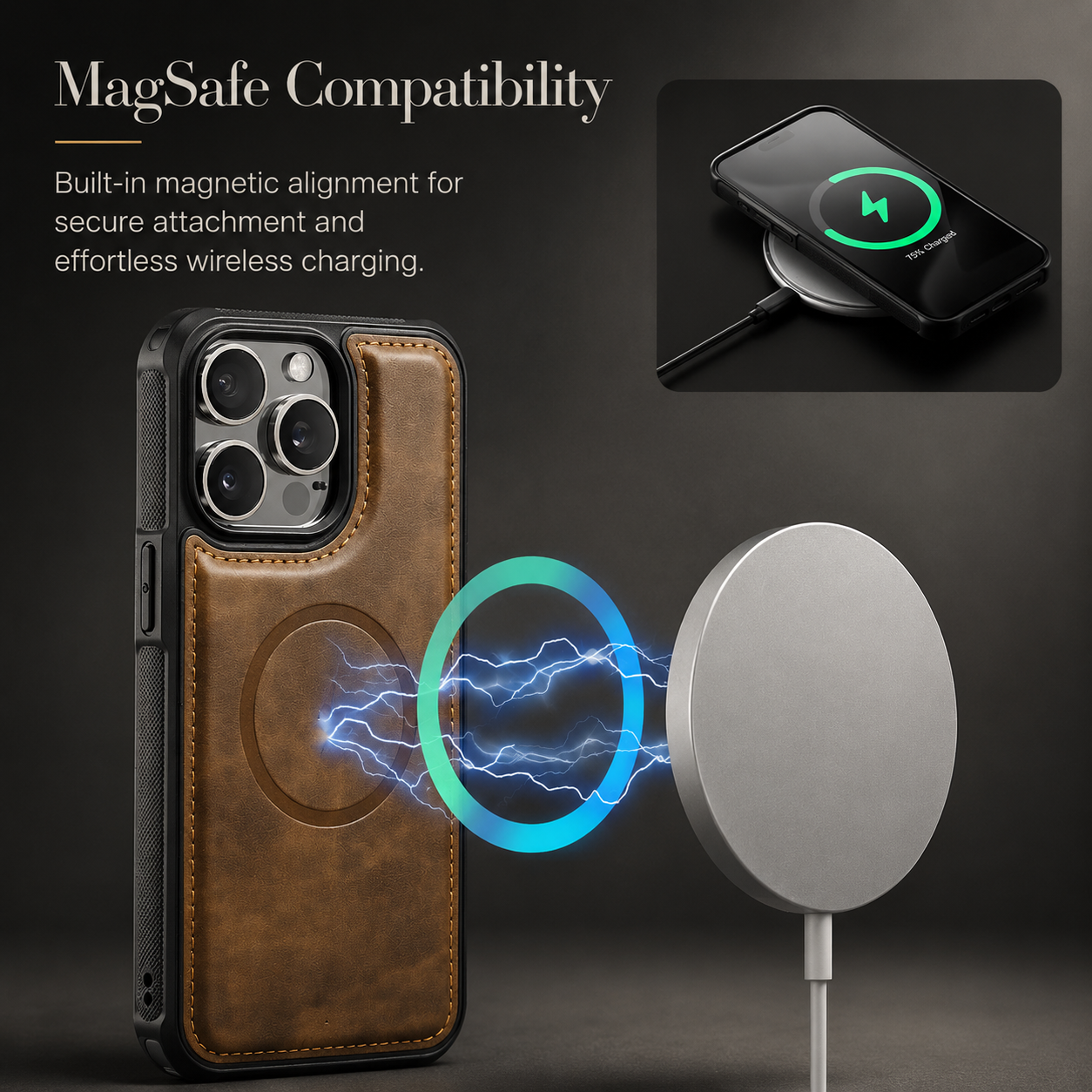 Premium iPhone Case Magnetic Detachable Wallet Flip Cover PU Leather Card Holder Cash Pocket Wrist Strap Shockproof Full Coverage Protective Design