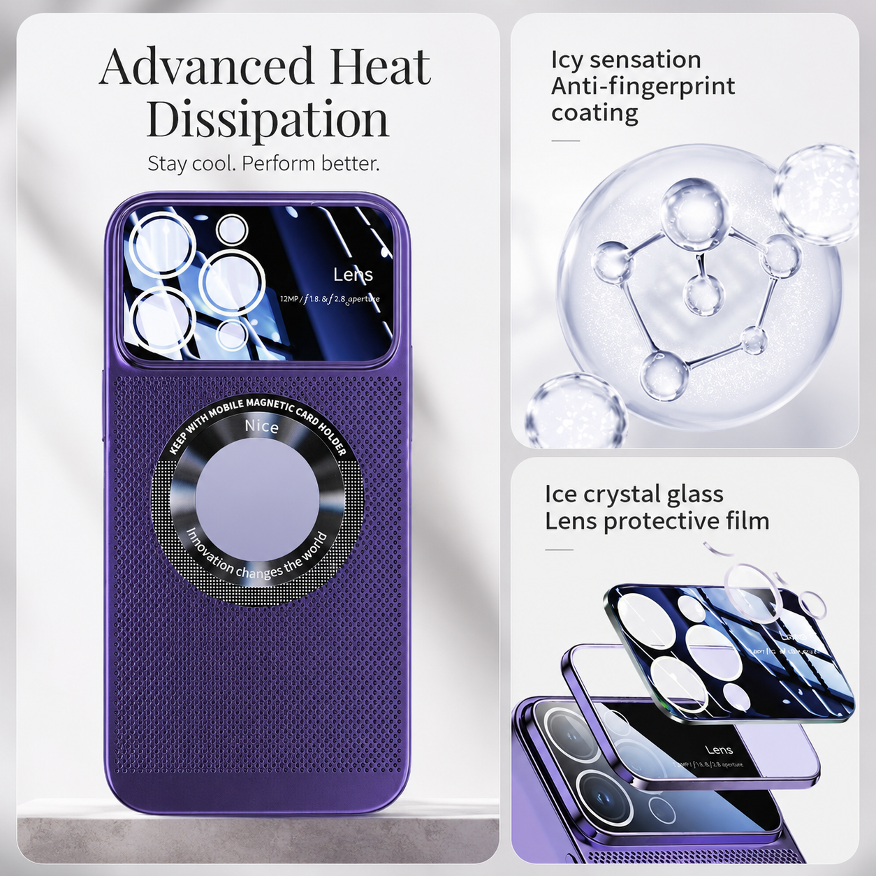Premium iPhone Case MagSafe Compatible Magnetic Protective Cover Cooling Mesh Back Shockproof Camera Lens Protection Slim Full Coverage