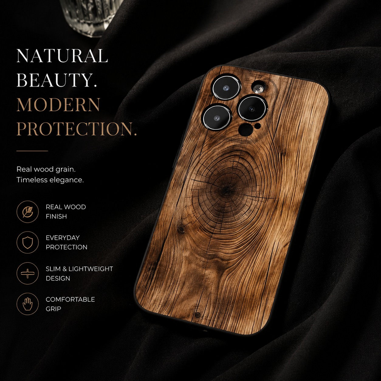 Premium iPhone Case MagSafe Compatible Magnetic Protective Cover Natural Wood Back Shockproof TPU Bumper Camera Lens Protection Ultra Thin Full Coverage