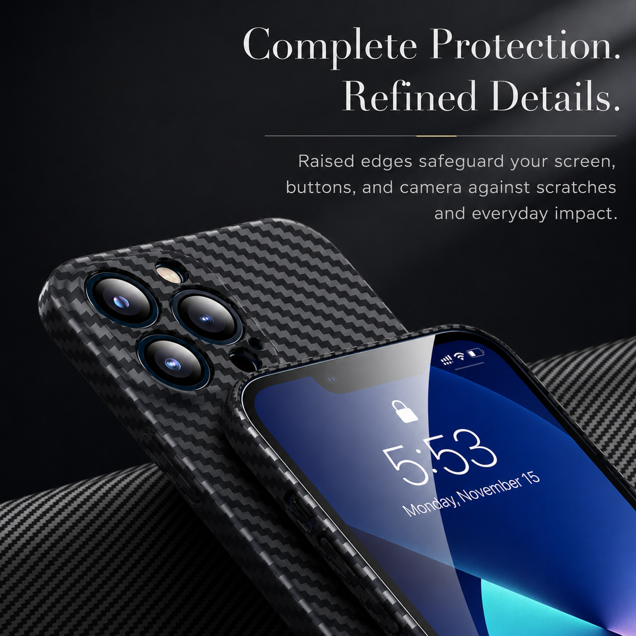 Premium iPhone Case Ultra Thin Carbon Fiber Matte Protective Cover Lightweight Anti Scratch Slim Hard Back Camera Protection Full Coverage