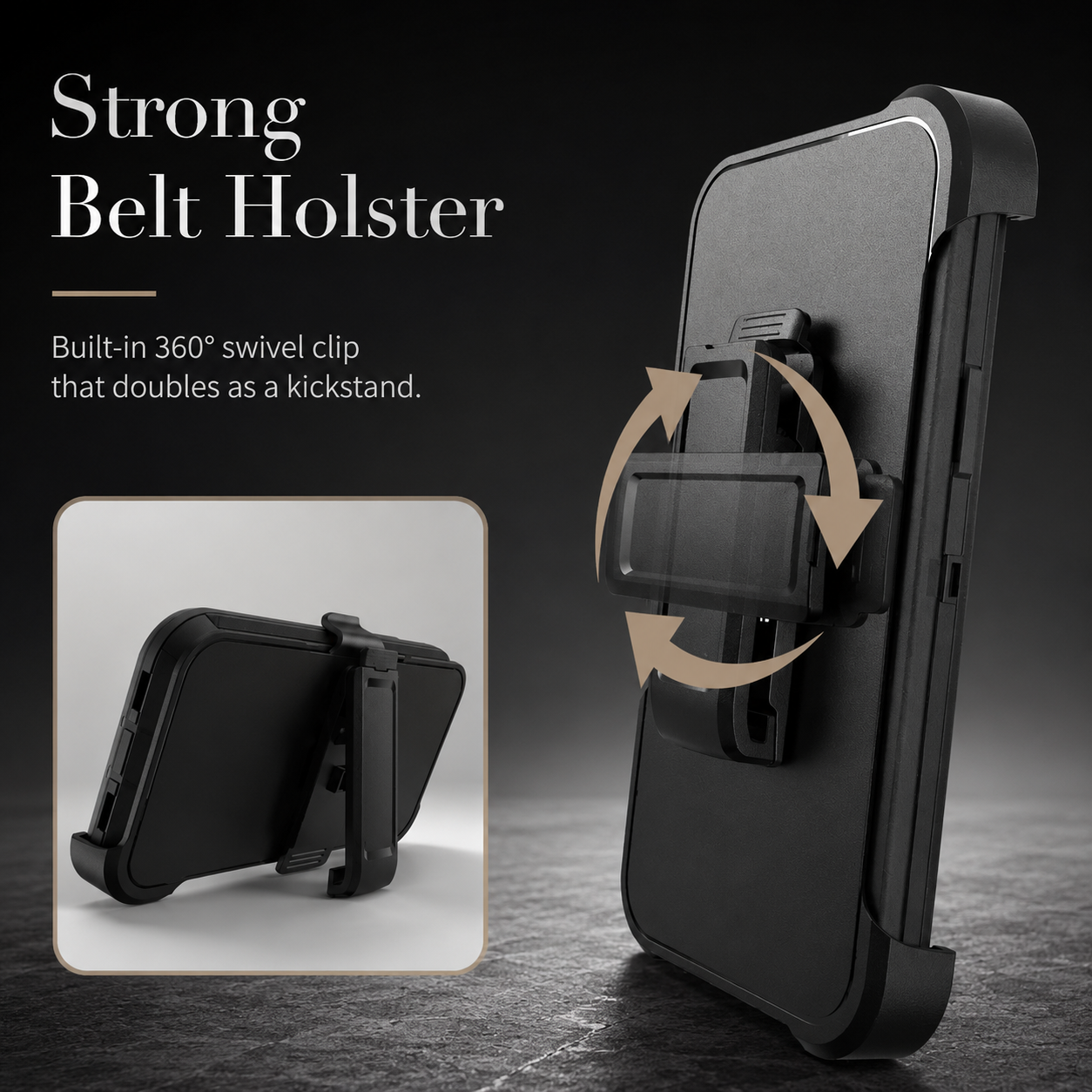Premium iPhone Case Rugged Defender Magnetic Dual Layer Shockproof Armor Protective Cover Belt Clip Holder Heavy Duty Anti Slip Grip Full Port Protection Design