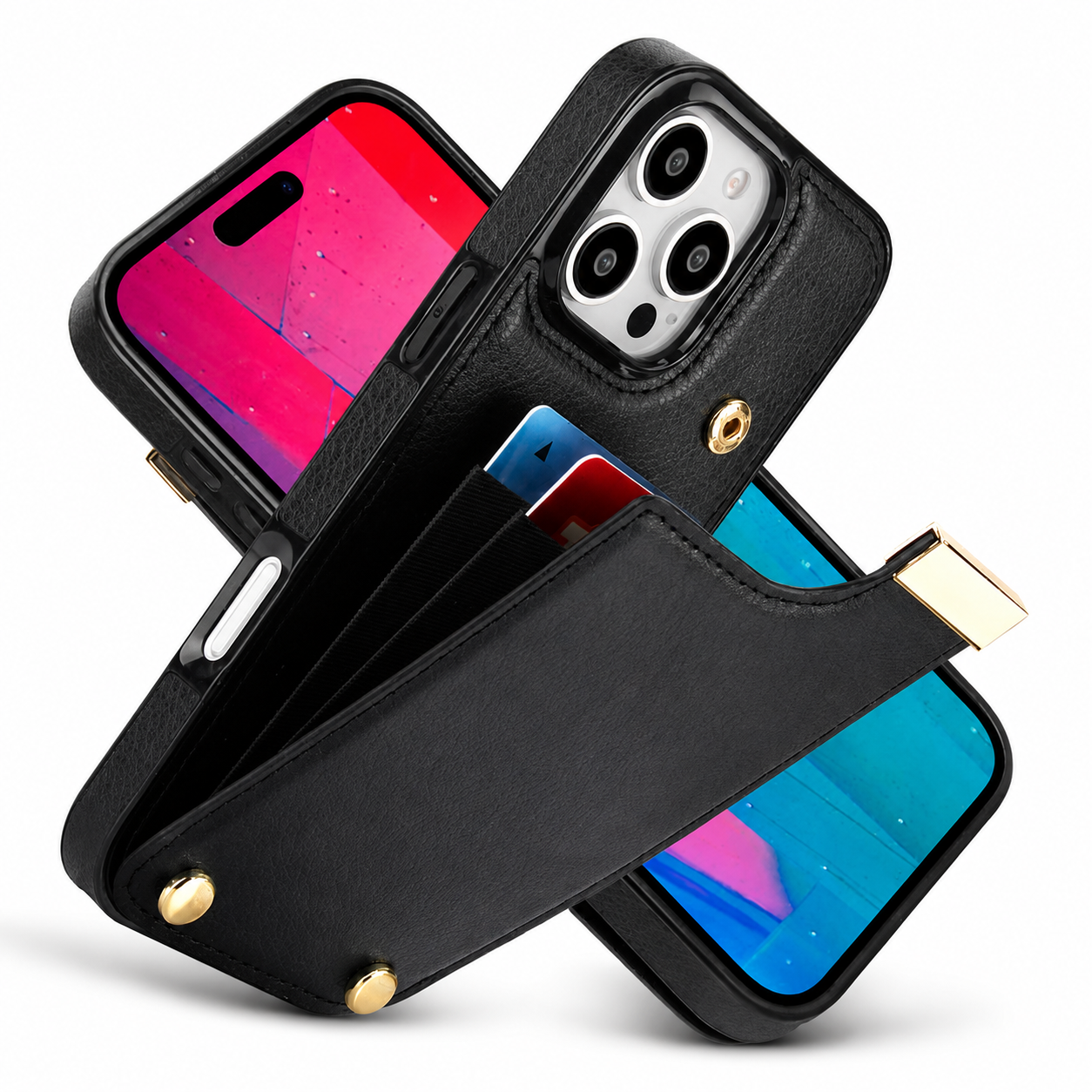 Premium iPhone Case Leather Wallet Flip Cover MagSafe Compatible Card Holder Magnetic Closure Shockproof Camera Protection Slim Full Coverage