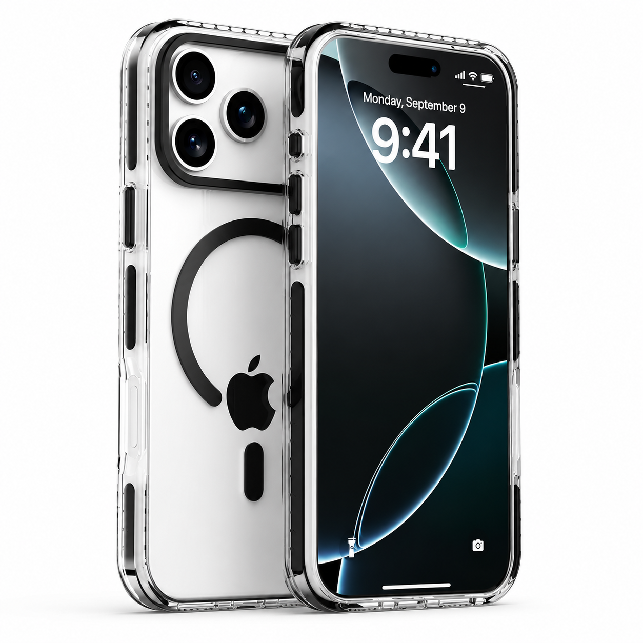 Premium iPhone Case Magnetic Clear Cover MagSafe Compatible Wireless Charging Luxury Striped Border Shock Absorbing Slim TPU Full Coverage Protective Design