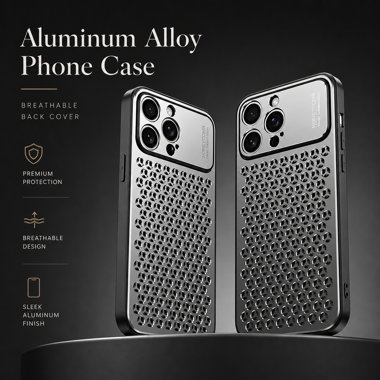 Premium iPhone Case Aluminum Alloy Protective Cover Breathable Metal Frame Shockproof Anti Fingerprint Scratch Resistant Slim Lightweight Design