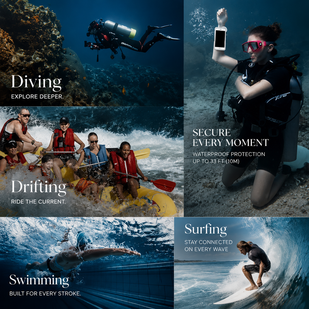 Premium iPhone Case Waterproof IP68 Protective Cover Full Body Shockproof Vacuum Seal System Underwater Touchscreen Access Dustproof Durable Design
