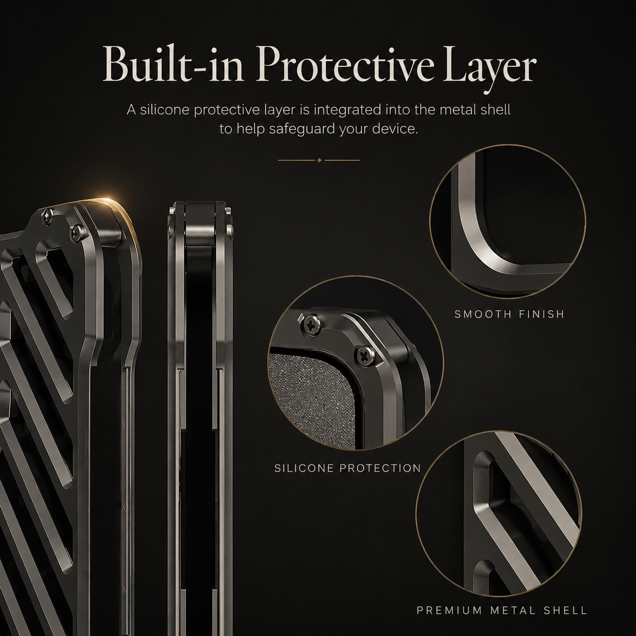 Premium iPhone Case Aluminum Alloy Armor Cover CNC Metal Dual Layer Shockproof Matte Non Slip Camera Protection Full Coverage Protective Design