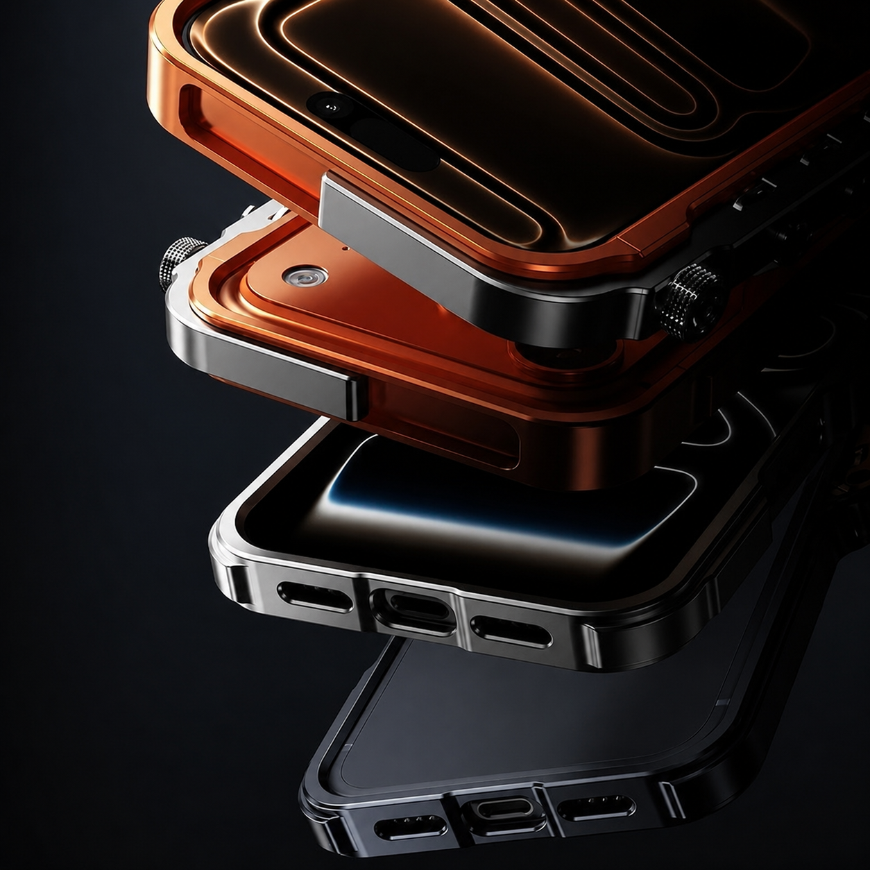 Premium iPhone Case Magnetic Aluminum Alloy Cyberpunk Bumper Heat Dissipation Shockproof Non Slip Lightweight Full Coverage Protective Design