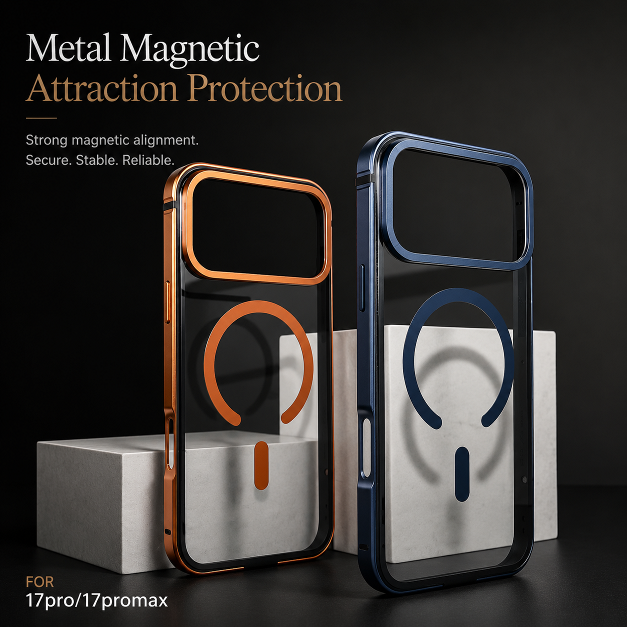 Premium iPhone Case MagSafe Compatible Magnetic Aluminum Frame Clear Back Cover Shockproof Protective Camera Lens Guard Slim Full Coverage