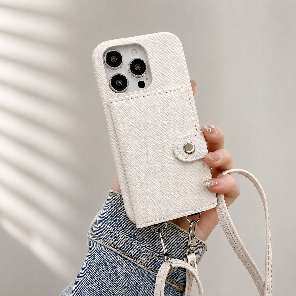 Premium iPhone Case Wallet Crossbody Flip Cover RFID Blocking Card Holder PU Leather Magnetic Closure Shockproof Full Coverage Strap Design Protective Case