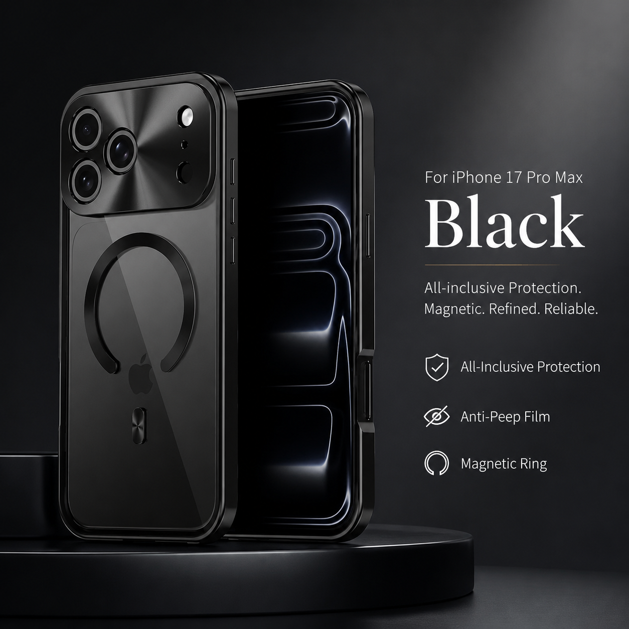Premium iPhone Case MagSafe Compatible Magnetic Aluminum Frame Privacy Screen Protector Clear Back Shockproof Camera Lens Guard Slim Full Coverage
