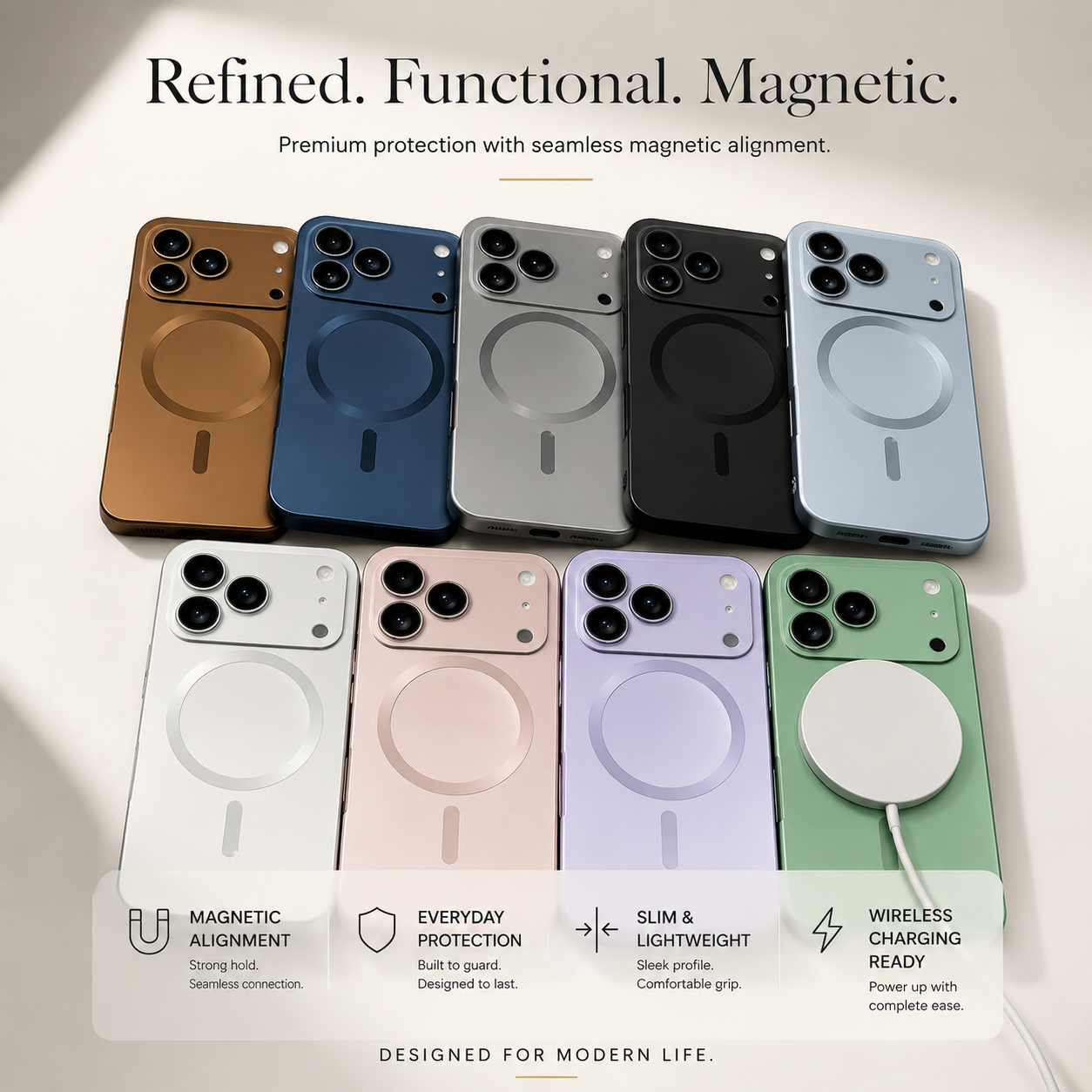Premium iPhone Case MagSafe Compatible Magnetic Metallic Finish Shockproof Protective Cover Wireless Charging Camera Lens Protection Slim Soft Full Coverage