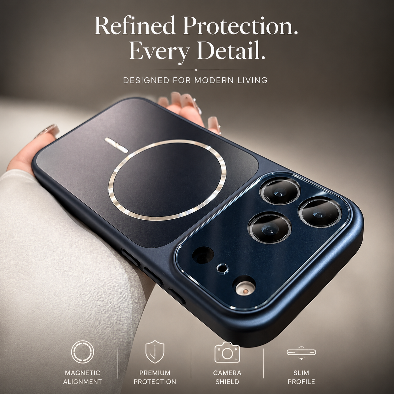 Premium iPhone Case MagSafe Compatible Magnetic Matte Protective Cover Shockproof PC Back Glass Camera Lens Guard Anti Fingerprint Slim Full Coverage Design