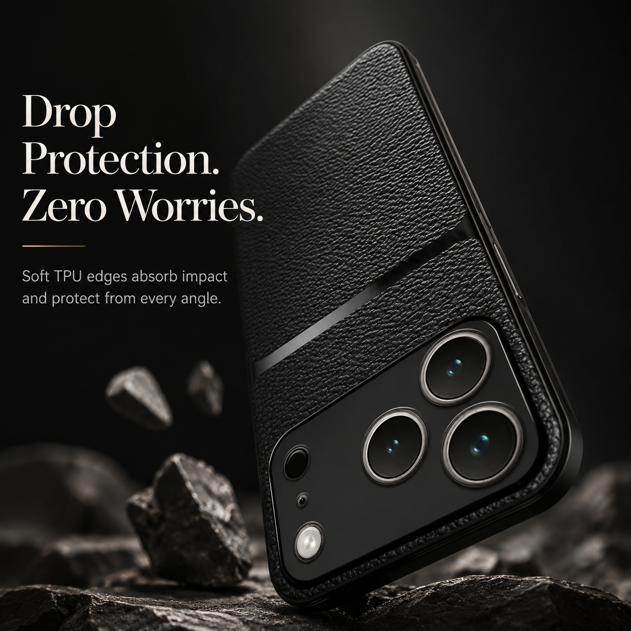 Premium iPhone Case Leather Pattern Silicone Back Cover Shockproof Protective Armor Full Coverage Slim Anti Slip Durable Design Protective Phone Case