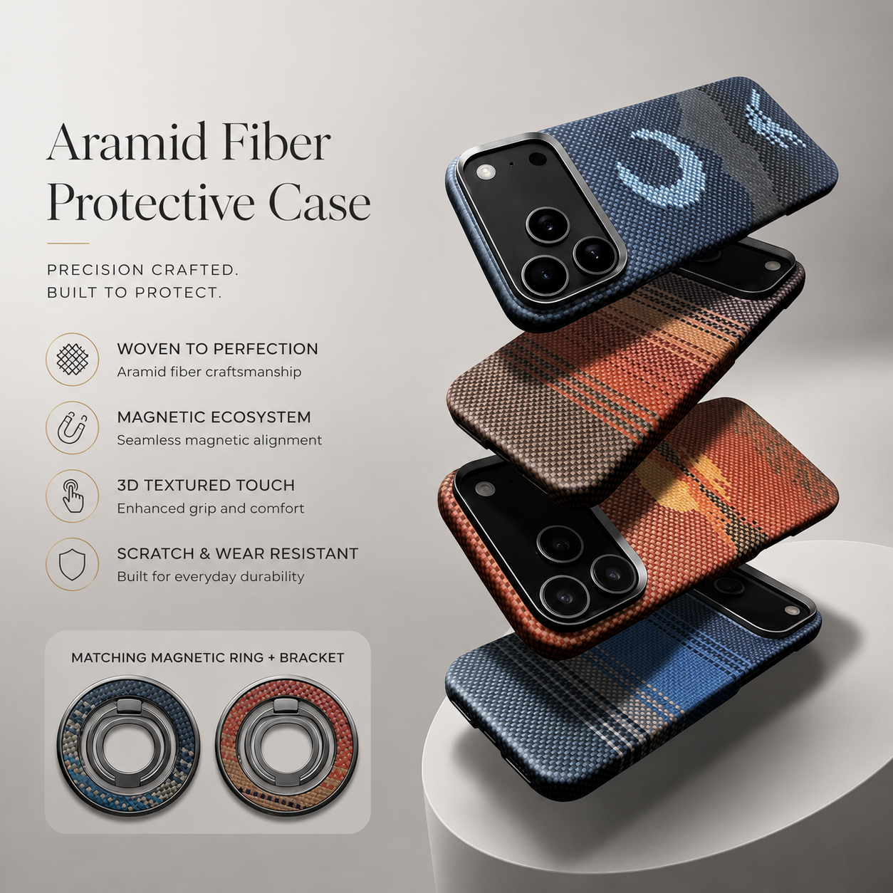 Premium iPhone Case MagSafe Compatible Aramid Fiber Carbon Fiber Protective Cover Wireless Charging Shockproof Ultra Slim Camera Lens Protection Hard Back