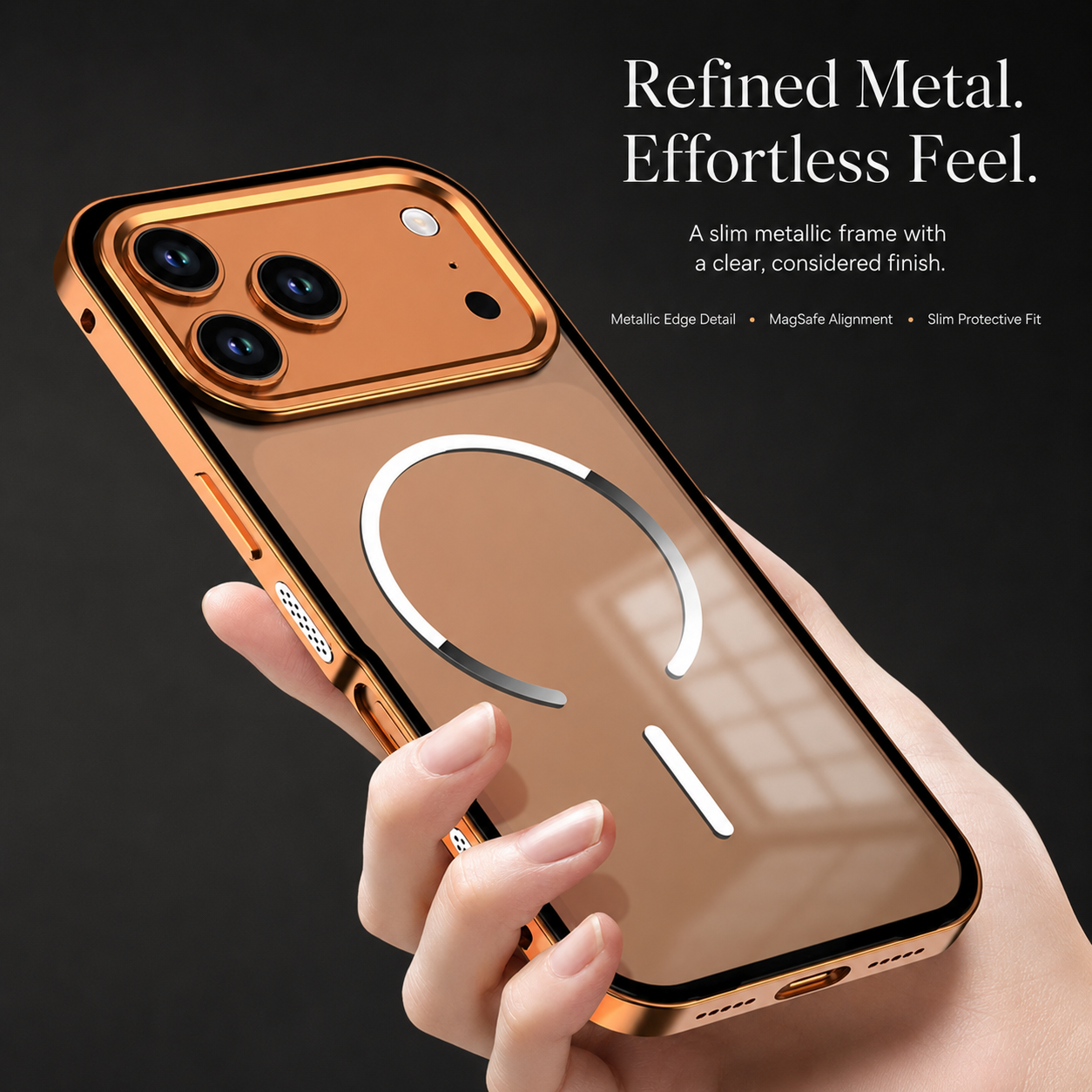 Premium iPhone Case MagSafe Compatible Magnetic Aluminum Frame Frosted Matte Shockproof Protective Camera Lens Protection Slim Design Full Coverage