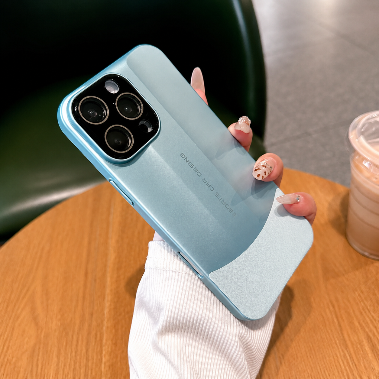 Premium iPhone Case Matte Leather Finish Hard Shell Slim Protective Cover Lens Protection Anti Scratch Half Wrapped Full Coverage Design