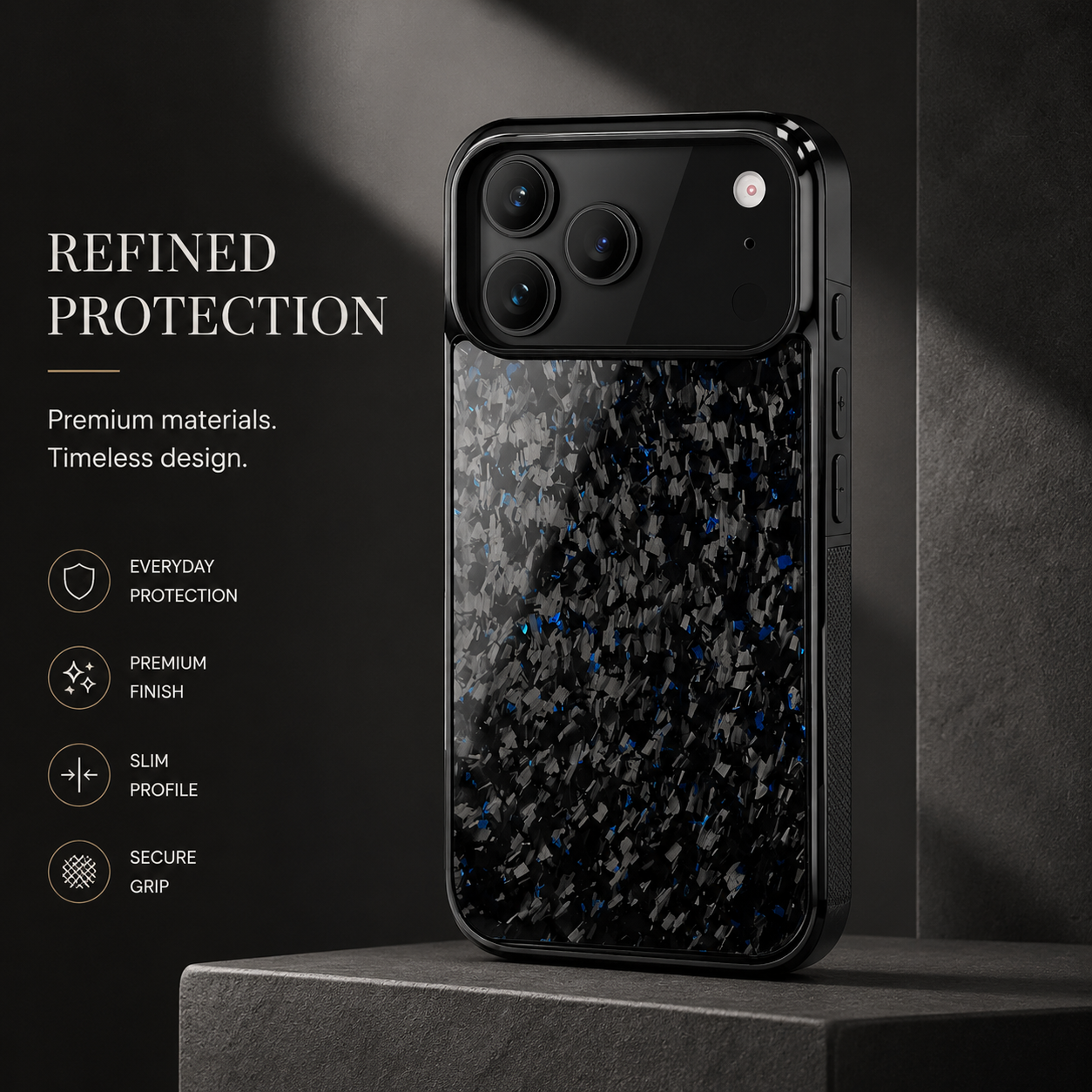 Premium iPhone Case MagSafe Compatible Forged Carbon Fiber TPU Hybrid Cover Shockproof Full Coverage Anti Scratch Non Slip Protective Design