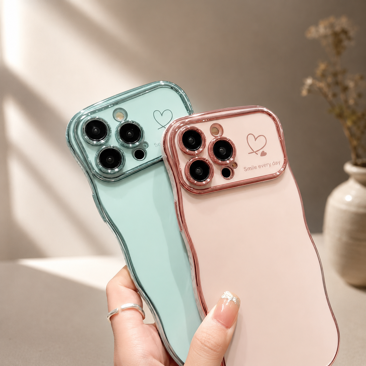 Premium iPhone Case MagSafe Compatible Transparent Plating Wave Heart Design Shockproof Protective Cover Camera Lens Protection Ultra Thin Full Coverage