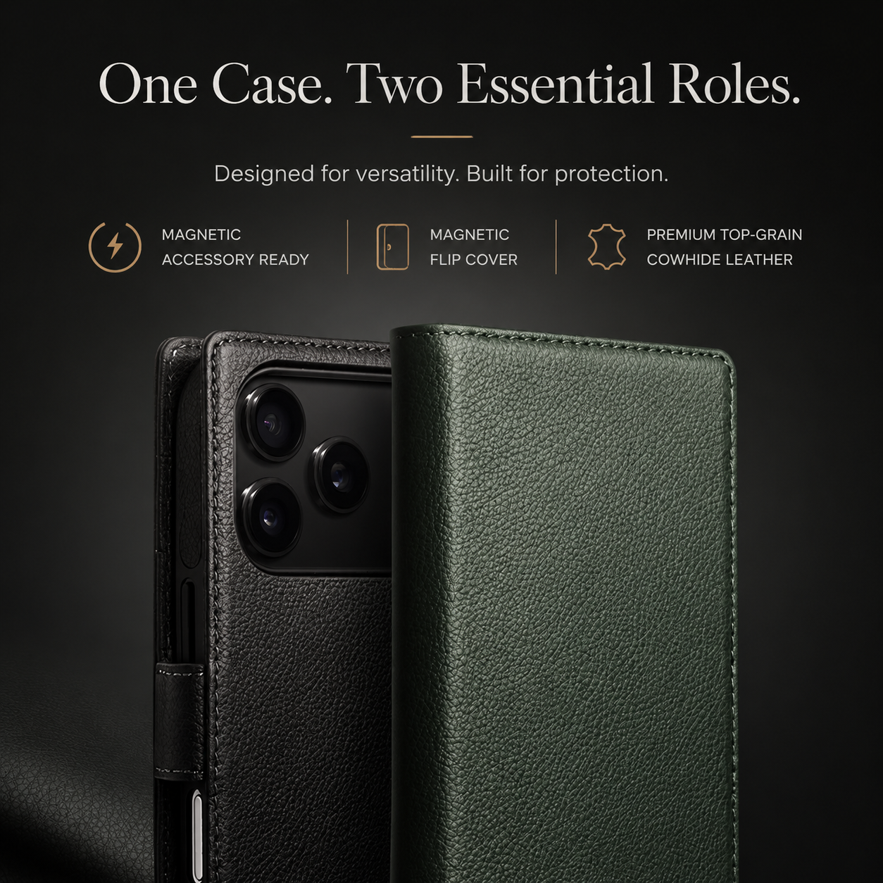 Premium iPhone Case Genuine Leather Wallet Flip Cover Card Holder Kickstand Shockproof Anti Scratch Ultra Slim Full Coverage Protective Design