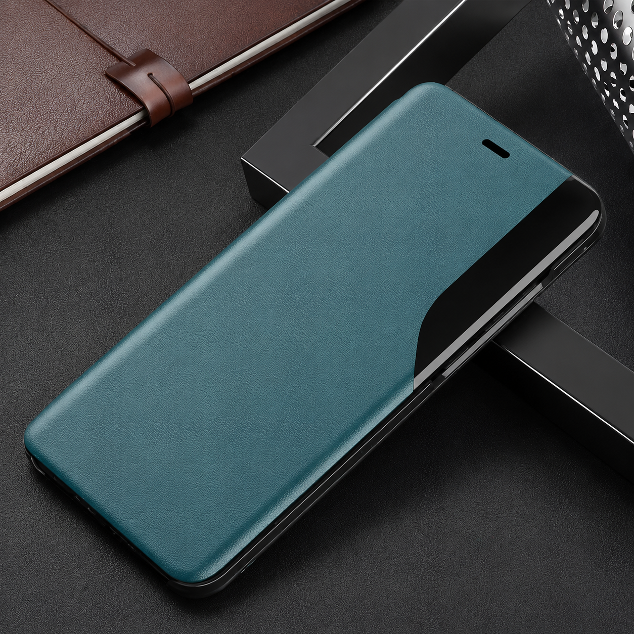 Premium iPhone Wallet Case MagSafe Compatible Magnetic Flip Cover PU Leather Card Holder Kickstand Shockproof Protective Full Coverage Camera Lens Guard Design