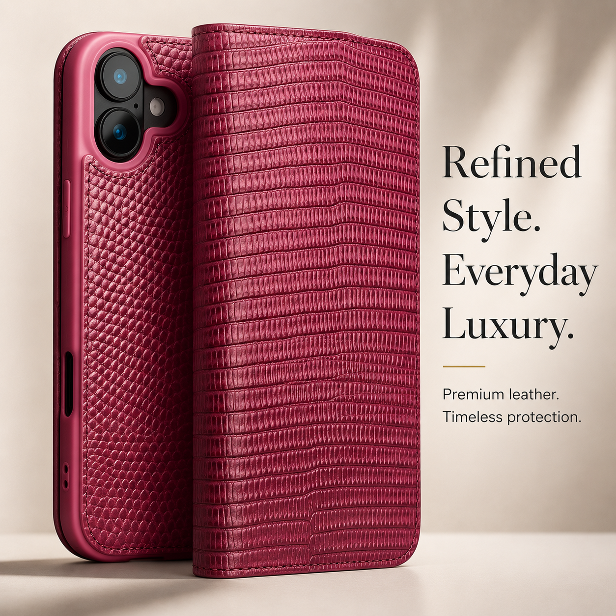 Premium iPhone Case Genuine Leather Flip Cover Wallet Card Holder Magnetic Closure Shockproof Camera Protection Crocodile Grain Stand Full Coverage