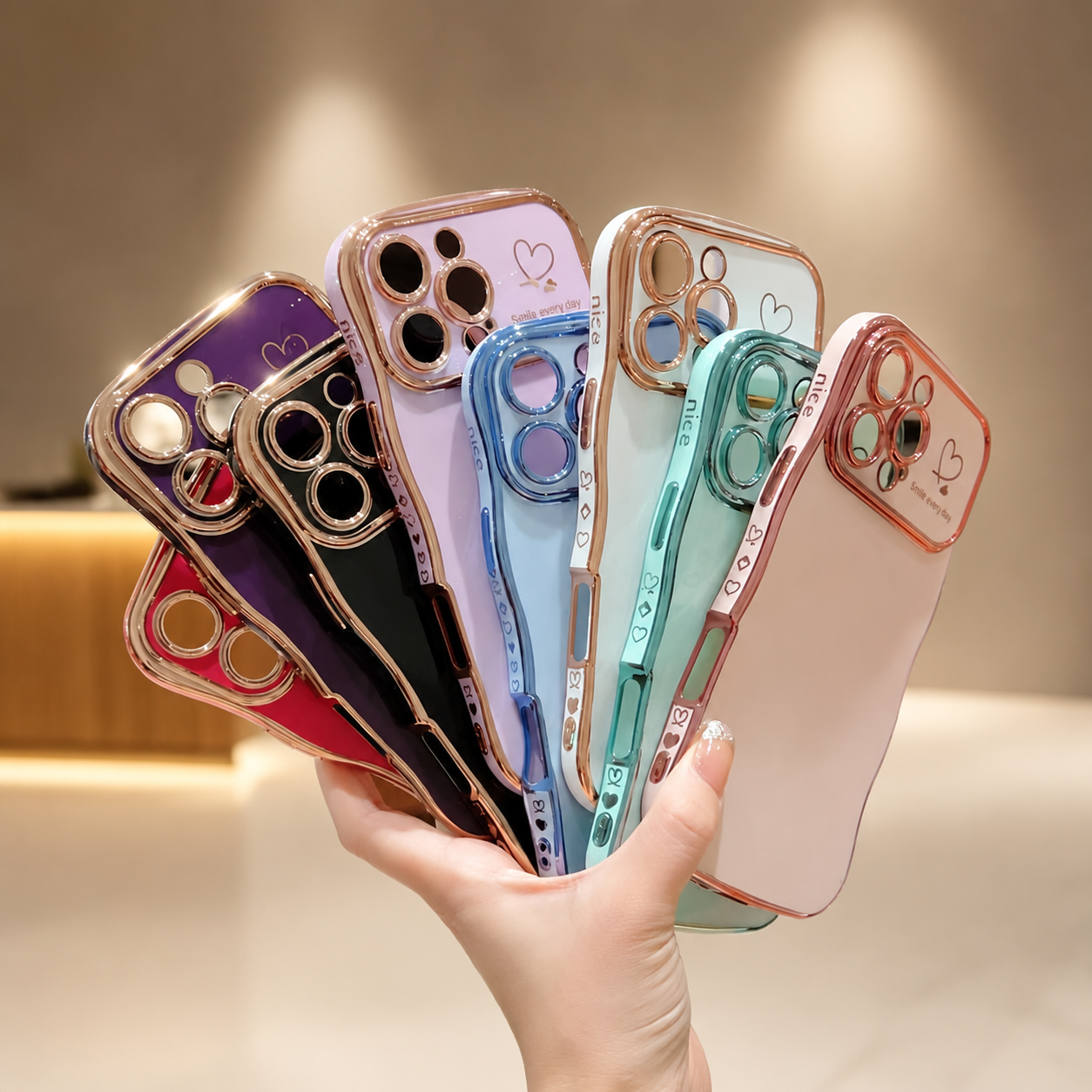 Premium iPhone Case MagSafe Compatible Transparent Plating Wave Heart Design Shockproof Protective Cover Camera Lens Protection Ultra Thin Full Coverage