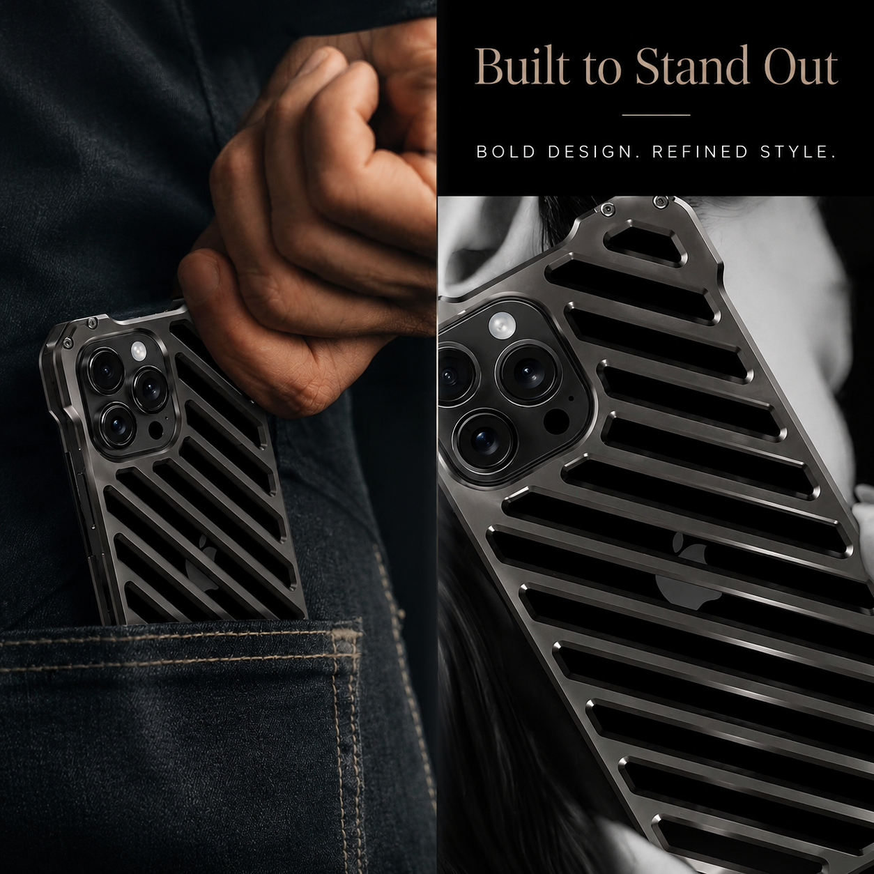 Premium iPhone Case Aluminum Alloy Armor Cover CNC Metal Dual Layer Shockproof Matte Non Slip Camera Protection Full Coverage Protective Design
