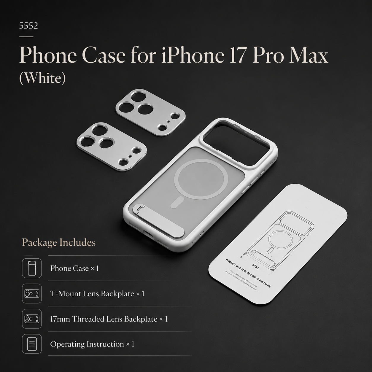 Premium iPhone Case Photography Cover MagSafe Compatible 67mm Filter Mount 17mm Lens Support Kickstand Shockproof Full Coverage Protective Design