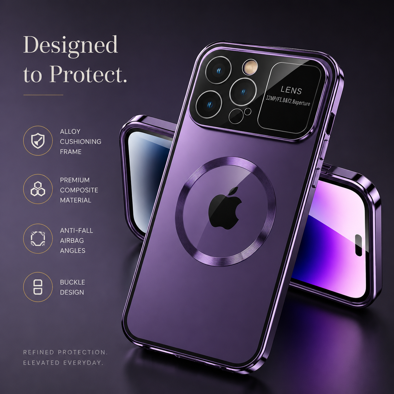Premium iPhone Case MagSafe Compatible Magnetic Privacy Screen Protective Cover Anti Spy Frosted Glass Back Shockproof Camera Protection Ultra Thin Full Coverage