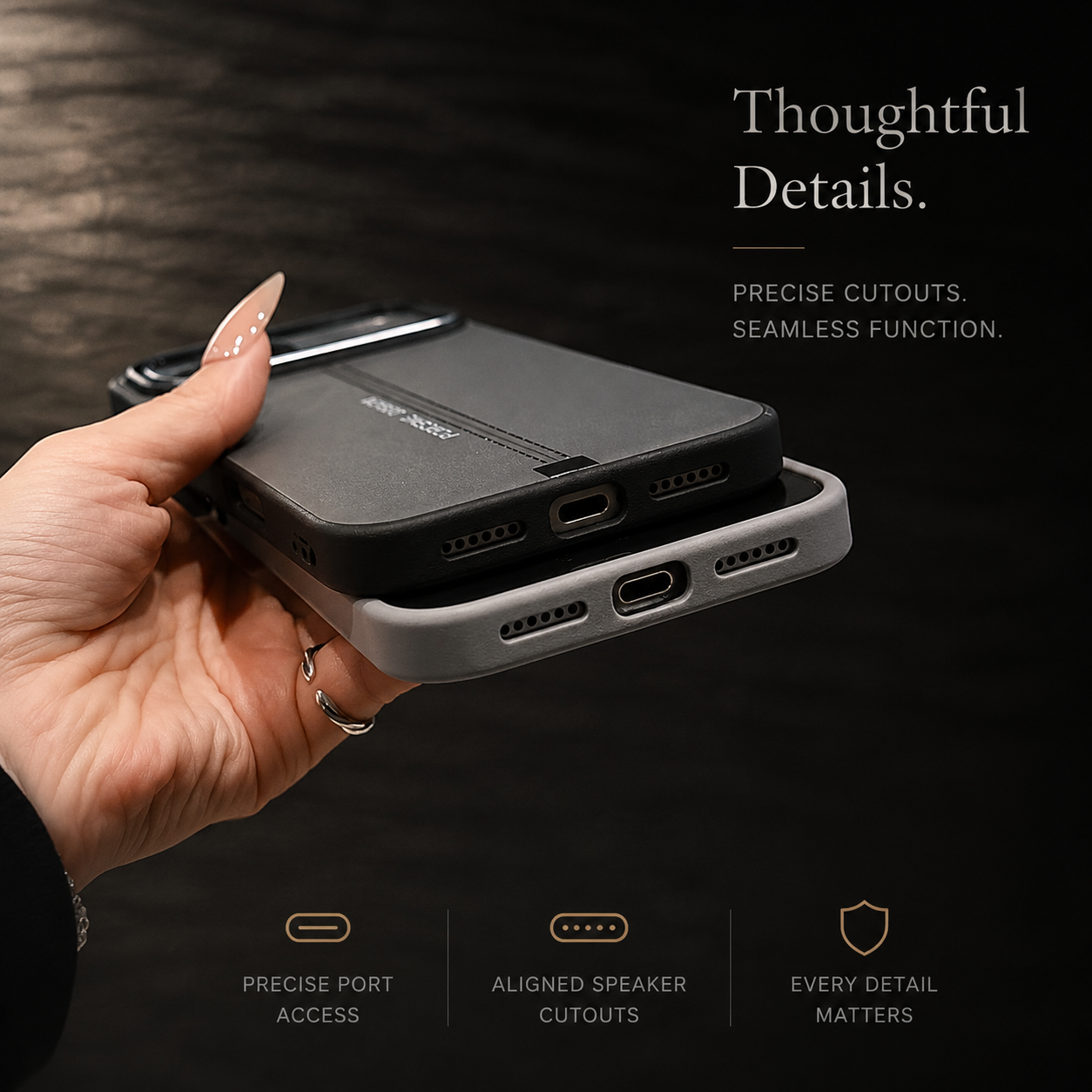 Premium iPhone Case Business Leather MagSafe Magnetic Cover Metal Button Shockproof Anti Fall Slim Full Coverage Anti Scratch Protective Design